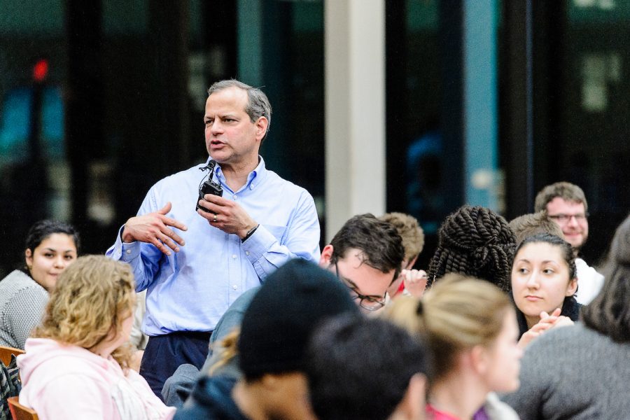 steve quintana speaks to a crowd